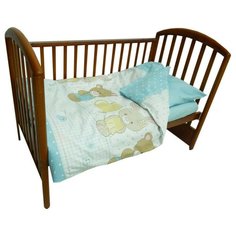 Комплект постельного белья детский Папитто "Друзья" (цвет: голубой, простыня на резинке)