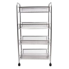 Этажерка (тележка) BRABIX офисно-бытовая 4 яруса, на колесах, металл, серебристая, 43,5х26х83,5 см, 603754
