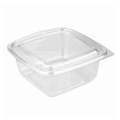 Одноразовые контейнеры прямоугольные 1000 мл, КОМПЛЕКТ 75 шт., С КРЫШКОЙ, 172х167х70 мм, ПЭТ, прозрачные Стиролпласт