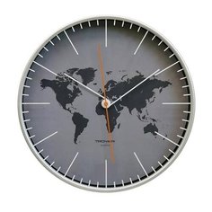 Часы настенные TROYKA 77777733, круг, серые, серебристая рамка, 30,5х30,5х5 см Тройка