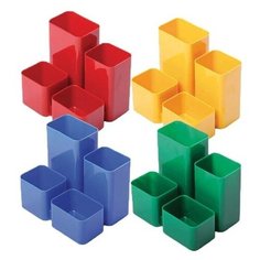 Подставка-органайзер СТАММ "Юниор", 86х108х102 мм, 4 отделения, ассорти, ОР305