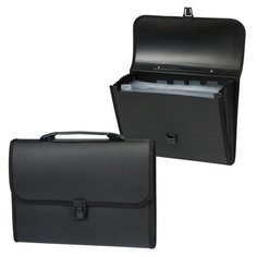 Папка-портфель пластиковая STAFF А4 (330х235х50 мм), 7 отделений, с окантовкой, индексные ярлыки, черный, 221206