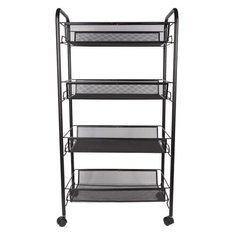 Этажерка (тележка) BRABIX офисно-бытовая 4 яруса, на колесах, металл, черная, 43,5х26х83,5 см, 603753