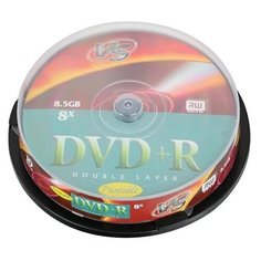Диски DVD+R VS 8,5 Gb 8x, КОМПЛЕКТ 10 шт., Cake Box, двухслойный, VSDVDPRDLCB1002