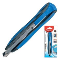 Нож канцелярский 9 мм MAPED (Франция) "Zenoa", автофиксатор, цвет корпуса синий, блистер, 086010