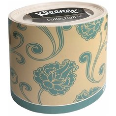 Бумажные салфетки для лица Kleenex, круглая коробка, голубые цветы, 3-сл, 64 шт, Kimberly-Cl