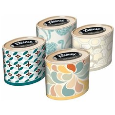 Набор Бумажные салфетки для лица Kleenex, круглая коробка, ассорти, 3-сл, 64 шт х 4 уп