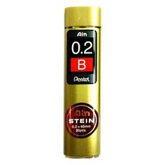 Pentel Грифели для механических карандашей Ain Stein, B, 0.2 мм, 20 шт.