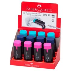 Точилка пластиковая с ластиком Faber-Castell "Combi", 1 отверстие, контейнер, ассорти