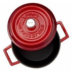 Литая чугунная кастрюля с крышкой LAVA RED 12см 0,5л