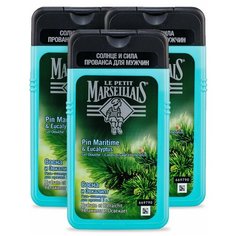 Мужской шампунь и гель для душа Le Petit Marseillais Сосна и Эвкалипт бодрящий эффект для лица и тела 3 шт по 250 мл