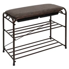 Подставка для обуви 3-х полочная 60 с сиденьем с ящиком, цвет медный ЗМИ