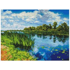 Алмазная мозаика на подрамнике ТМ Белоснежка "У реки", 30X40 см.
