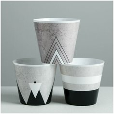 Набор кашпо 3 в 1 Черно белый стиль, 0,8 л Дарите счастье