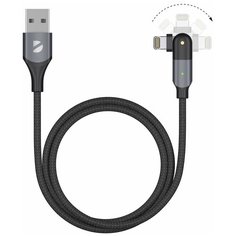 Кабель USB-A - Lightning, поворотный коннектор, 2,4 A, 1.2м, алюминий, нейлоновая оплетка Deppa