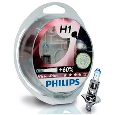 Лампа автомобильная галогенная Philips Vision Plus + 60% 12258VPS2 H1 55W 2 шт.