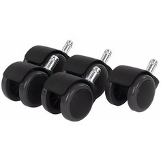 Колеса (ролики) BRABIX для кресла, прорезиненные, КОМПЛЕКТ 5 шт., шток d11 мм, черные, в коробе, 532009