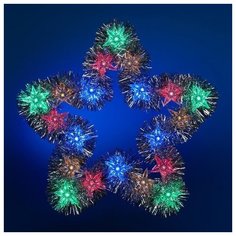 Гирлянда Snowmen звезда с мишурой, LED, 20 звезд 7 см, цветные, 50 см (Е70273)