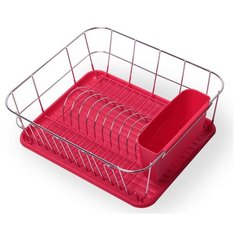 Сушилка для посуды Kamille 37x33x13.5cm Chrome-Red KM-0763B