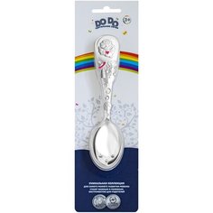 Ложка детская тактильная "Ангел" с розовой эмалью в блистере Кольчугинский мельхиор