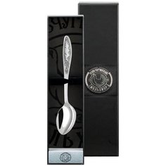 Ложка кофейная "Пламя" посереб. с черн. + футляр Кольчугинский мельхиор