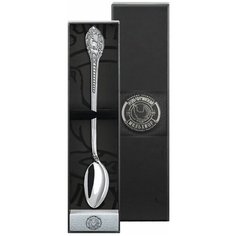 Ложка для размешивания кофе "Охотничья" посеребренная с чернением в футляре Кольчугинский мельхиор