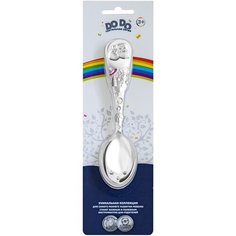 Ложка детская тактильная "Ботиночки" с розовой эмалью в блистере Кольчугинский мельхиор