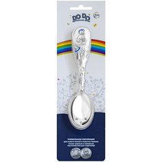 Ложка детская тактильная "Божья коровка" с голубой эмалью в блистере Кольчугинский мельхиор