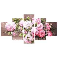 Модульная картина по номерам WX 1078 Великолепие пионов (худ. Татьяна Кулигина) 2 шт. 30х40 см + 2 шт. 30х60 см + 1 шт. 30х80 см Paintboy