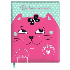 Феникс Дневник школьный Кот, розовый/мятный