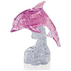 Головоломка Crystal Puzzle Дельфин на подставке со светом розовый