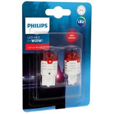 Лампа светодиодная Philips Ultinon Pro3000 SI W21W 12В 1,75Вт W3x16d красный, 2 шт. (блистер)