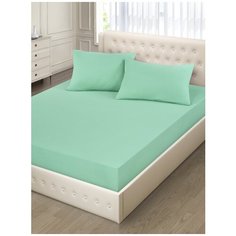 Простыня трикотажная на резинке, Amore Mio DK QR, 160х200х20, Ментоловый
