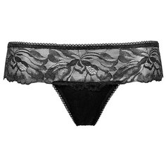Alla Buone Трусы стринги низкой посадки с кружевом, размер S(44), черный