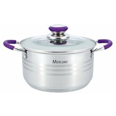 Кастрюля Mercury MC-6312, 3.6 л, серебристый/фиолетовый