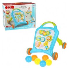 Каталка-ходунки Мои зверята, голубой, свет, звук, эл.пит. АА*2 шт не вх.в комплект Наша Игрушка