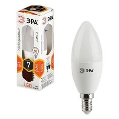 Лампа светодиодная ЭРА, 7 (60) Вт, цоколь E14, "свеча", теплый белый свет, 30000 ч., LED smdB35-7w-827-E14 - 2 шт. ERA