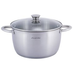 Кастрюля 5л из нержавеющей стали с крышкой и полыми ручками Kamille
