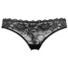 Alla Buone Трусы стринги низкой посадки с кружевом, размер XL(50), черный