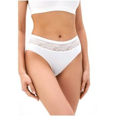 Alla Buone Трусы слипы средней посадки с кружевной вставкой, размер 2XL(52), bianco