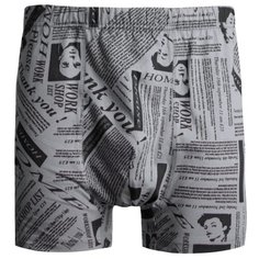 N.O.A. Трусы боксеры газета с профилированным гульфиком, размер 50, т-серый NOA