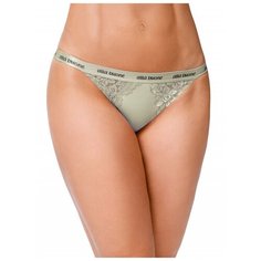 Alla Buone Трусы танга заниженной посадки бесшовные со вставками из плотного кружева, размер S(44), оливковый