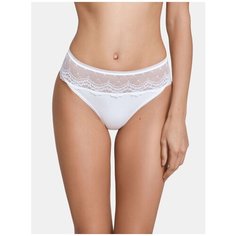 LUI et ELLE Трусы Laura бразильяна средней посадки с кружевом по поясу, размер 4 (L), blanc
