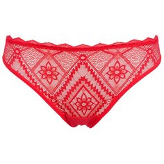 LUI et ELLE Трусы Стринги Victoria низкой посадки кружевные, размер 2 (S), rouge