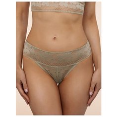 Alla Buone Трусы бразильяна средней посадки кружевные, размер L(48), оливковый