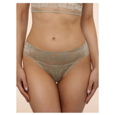 Alla Buone Трусы бразильяна средней посадки кружевные, размер M(46), оливковый