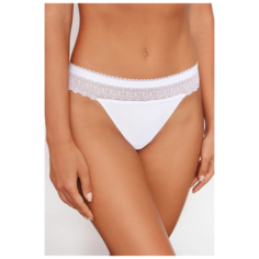 Alla Buone Трусы стринги средней посадки с широким кружевным поясом, размер M(46), bianco