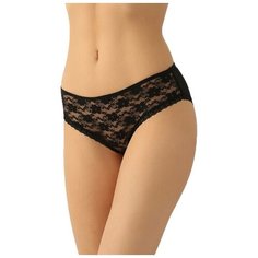 LUI et ELLE Трусы слипы средней посадки кружевные, размер 2 (S), black