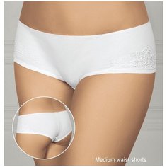 Innamore Трусы шорты средней посадки с ажурной аппликацией, размер 1(40), bianco