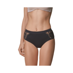 LUI et ELLE Трусы Virginie слипы с высокой посадкой с кружевными вставками, размер 4 (L), noir